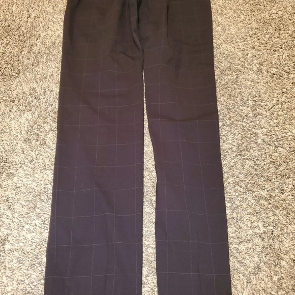 Armani Collezioni Windowpane Wool Blend Pleated Pants Navy Blue 0 - Picture 3 of 5